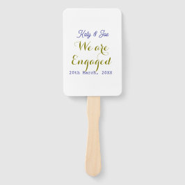 We are Engaged purple gold name date elegant simpl Handwaaier