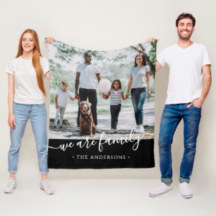 We Are Family Elegante Script Foto & Naam Fleece Deken