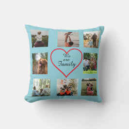 We Are Family Heart  8 Photo Collage Pillow Kussen