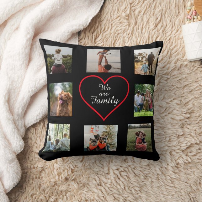We Are Family Heart  8 Photo Collage Pillow Kussen (Deken)