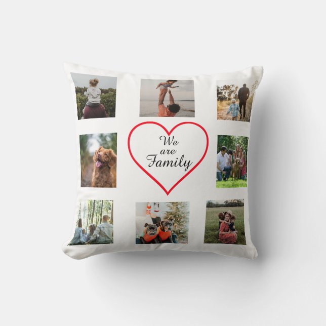 We Are Family Heart  8 Photo Collage Pillow Kussen (Voorkant)