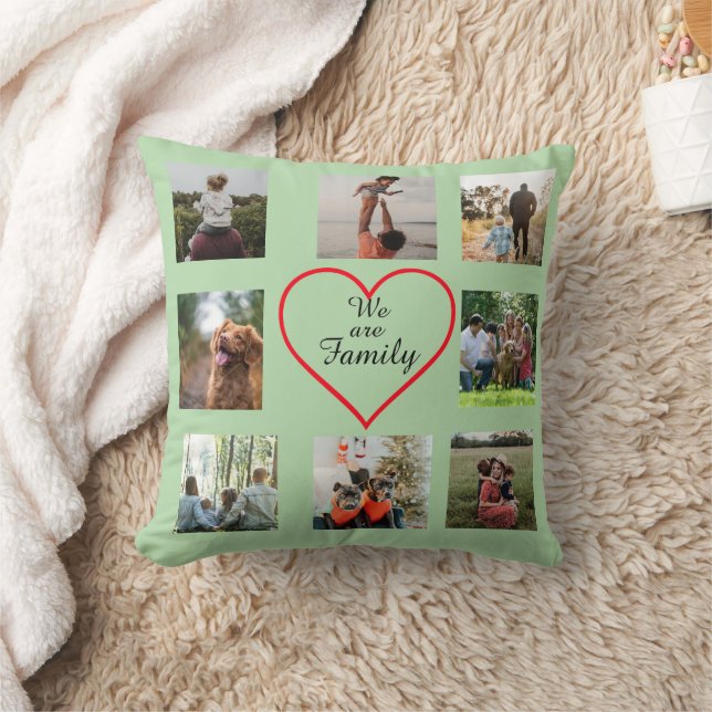 We Are Family Heart  8 Photo Collage Pillow Kussen (Deken)