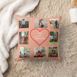 We Are Family Heart  8 Photo Collage Pillow Kussen