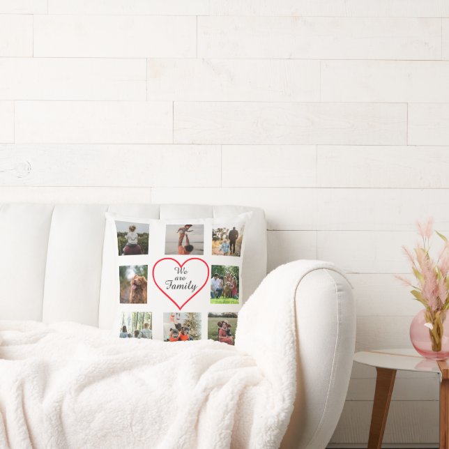 We Are Family Heart  8 Photo Collage Pillow Kussen (Bank)