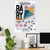 We Are Flying High Cute Kite Baby Shower Poster (Thuiskantoor)