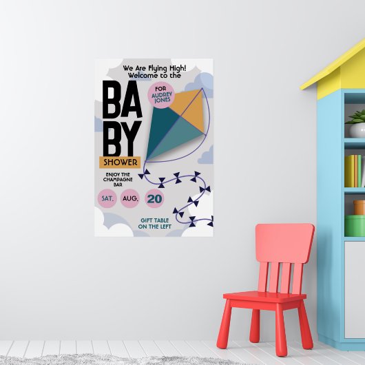 We Are Flying High Cute Kite Baby Shower Poster (Kinderkamer 1)