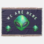 "We Are Here" Green Alien head Deken (Voorkant)