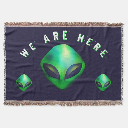 "We Are Here" Green Alien head Deken (Voorkant)