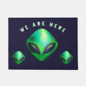 "We Are Here" Green Alien head Deurmat (Voorkant)