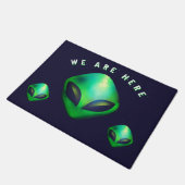 "We Are Here" Green Alien head Deurmat (Schuin)