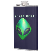 "We Are Here" Green Alien head Heupfles (Links)