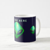 "We Are Here" Green Alien head Koffiemok (Voorkant rechts)