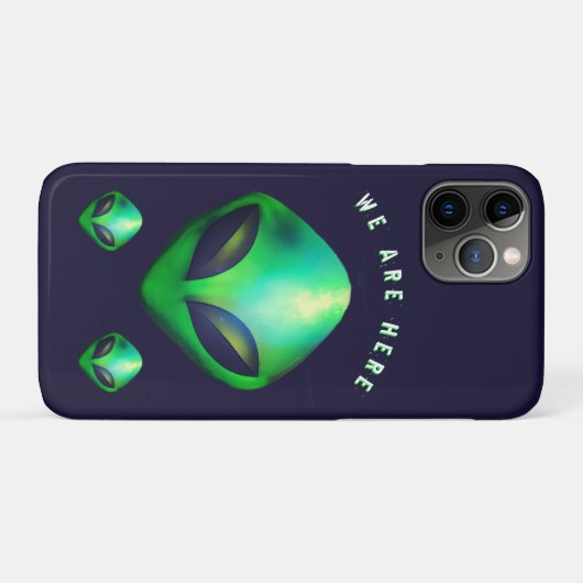 "We Are Here" groene alien hoofd Case-Mate iPhone Case (Achterkant (horizontaal))
