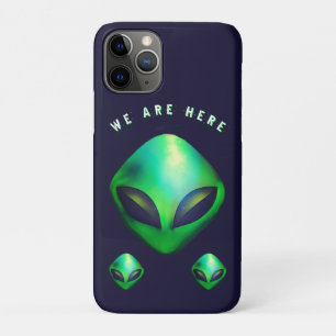"We Are Here" groene alien hoofd Case-Mate iPhone Case