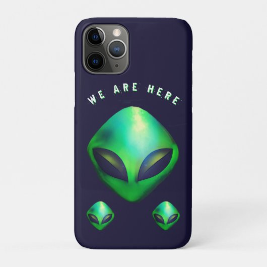 "We Are Here" groene alien hoofd Case-Mate iPhone Case (Achterkant)