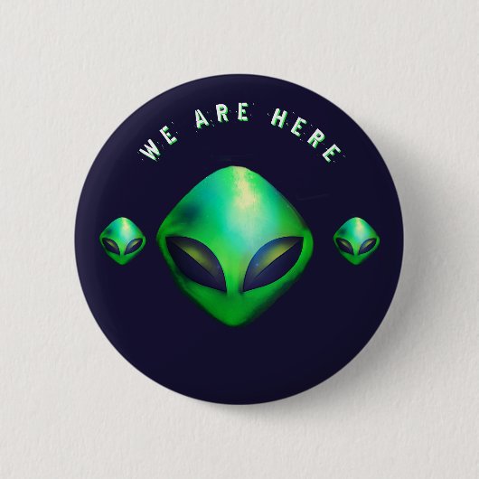 "We Are Here" groene alien hoofd Ronde Button 5,7 Cm (Voorkant)