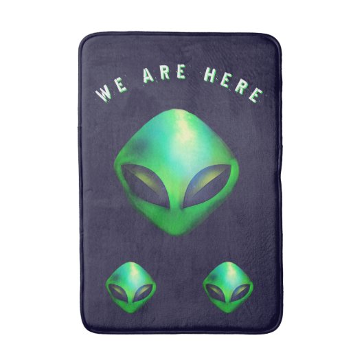 "We Are Here" groene buitenaardse kop Badmat (Voorkant Verticaal)