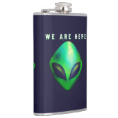 "We Are Here" groene buitenaardse kop Heupfles (Rechts)