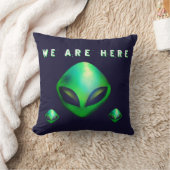 "We Are Here" groene buitenaardse kop Kussen (Deken)