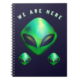 "We Are Here" groene buitenaardse kop Notitieboek