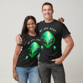 "We Are Here" groene buitenaardse kop T-shirt (Unisex)