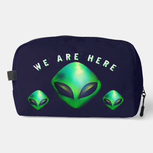 "We Are Here" groene buitenaardse kop Toilettasje (Voorkant)