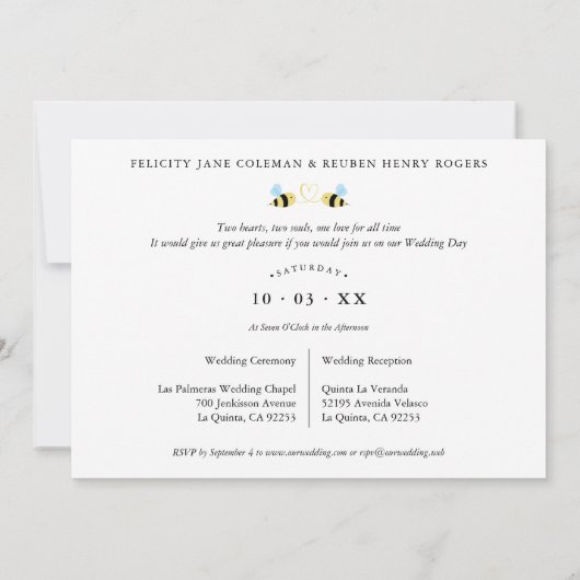 We Are meant To Bee Quote Funny Two Bees Wedding  Kaart (Achterkant)