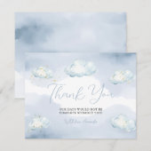We Are On Cloud Nine Blue Baby Shower Thank you Bedankkaart (Voorkant / Achterkant)