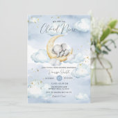 We Are On Cloud Nine Blue Elephant Baby Shower  Kaart (Staand voorkant)