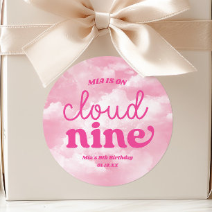 We Are On Cloud Nine Roze 9de Negende Verjaardagsf Ronde Sticker