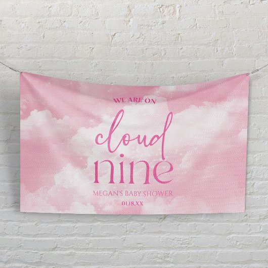 We Are On Cloud Nine Roze Baby Shower Spandoek
