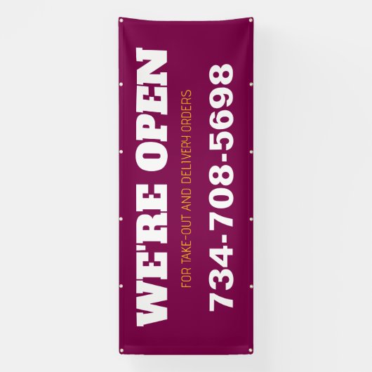 We Are Open Aangepaste Restaurantbanner Spandoek (Verticaal)