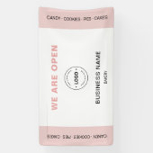 We Are Open Bakery Business Logo Spandoek (Verticaal)