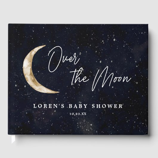 We Are Over The Moon Baby Shower  Gastenboek (Voorkant)