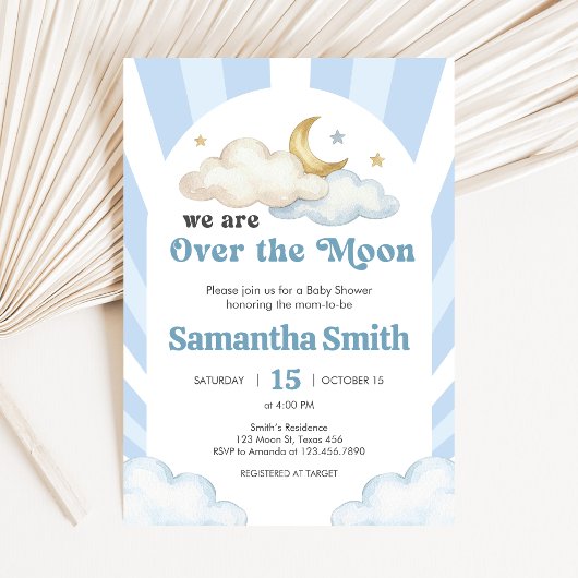 We are Over the Moon Baby Shower Kaart