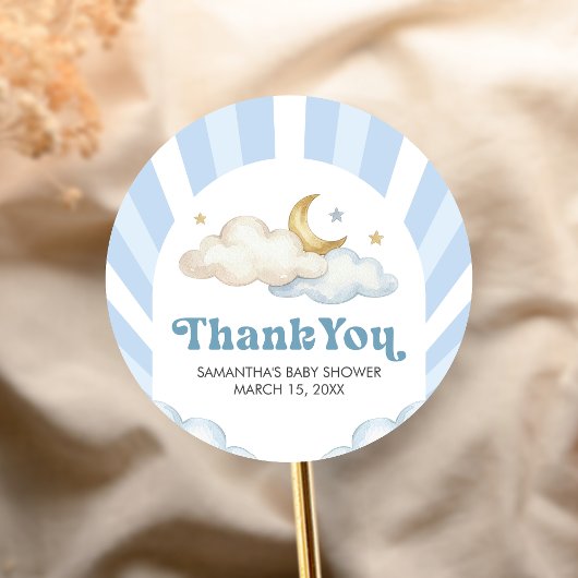 We are Over the Moon Baby Shower Ronde Sticker