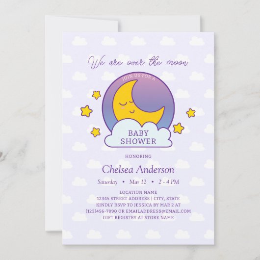 We Are Over The Moon Genderneutraal Baby shower Kaart (Voorkant)