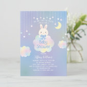 We Are Over the Moon Little Bunny Boy Baby Shower Kaart (Staand voorkant)
