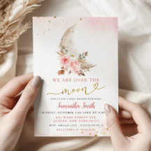 We Are Over The Moon Roze Boho Meisje Baby Shower