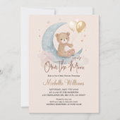 We Are Over The Moon Teddy Bear Stars Baby Shower Kaart (Voorkant)