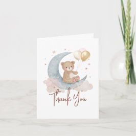 We Are Over The Moon Teddybeer Babyshower Bedankkaart