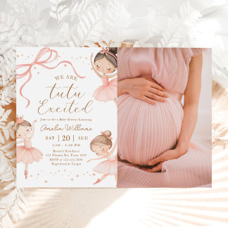 We Are Tutu Excited Ballerina Baby Shower Photo Kaart