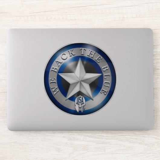 "We Back the Blue", op maat gesneden, transparante Sticker (Computer)