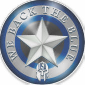 "We Back the Blue", op maat gesneden, transparante Sticker (Voorkant)