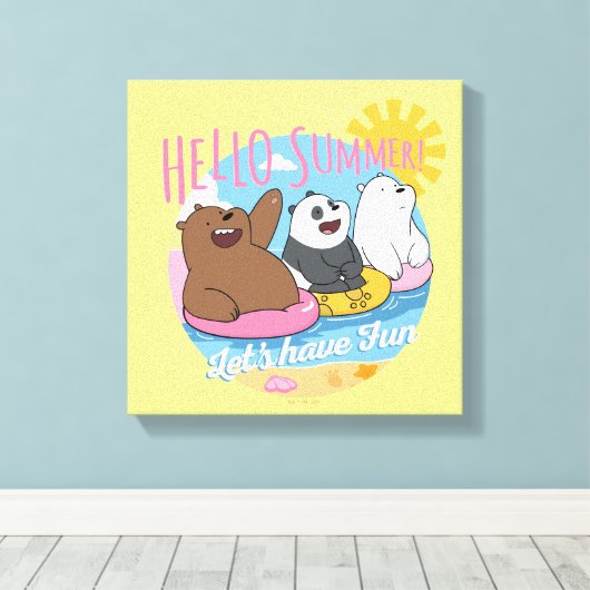 We Bare Bears - Hello Summer! Let's Have Fun Canvas Afdruk (Insitu (Houten vloer))