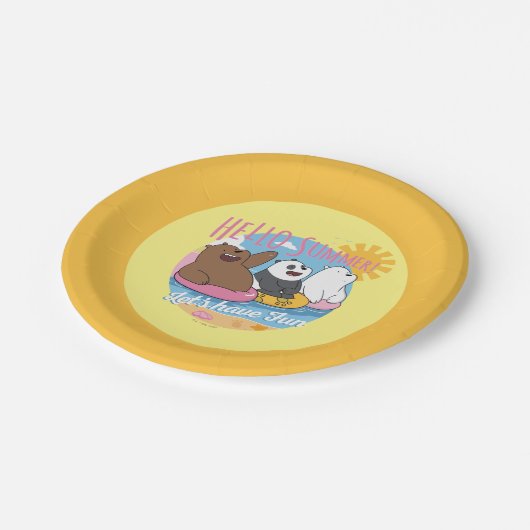 We Bare Bears - Hello Summer! Let's Have Fun Papieren Bordje (Gekanteld)