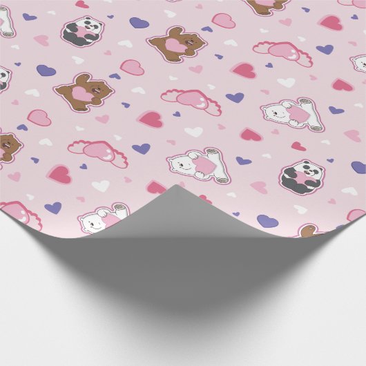 We Bare Bears - Valentine Hearts Pattern Cadeaupapier (Hoek)