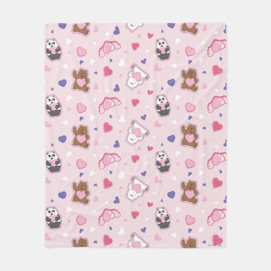 We Bare Bears - Valentine Hearts Pattern Fleece Deken (Voorkant)