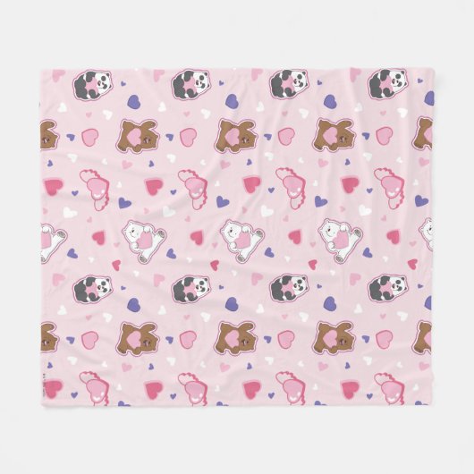 We Bare Bears - Valentine Hearts Pattern Fleece Deken (Voorkant (Horizontaal))