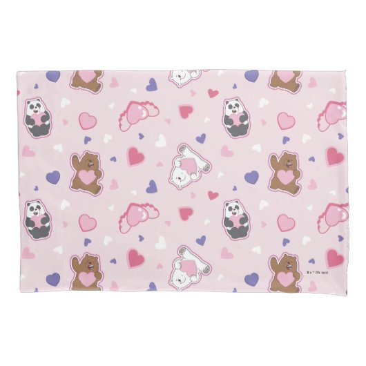 We Bare Bears - Valentine Hearts Pattern Kussensloop (Voorkant)
